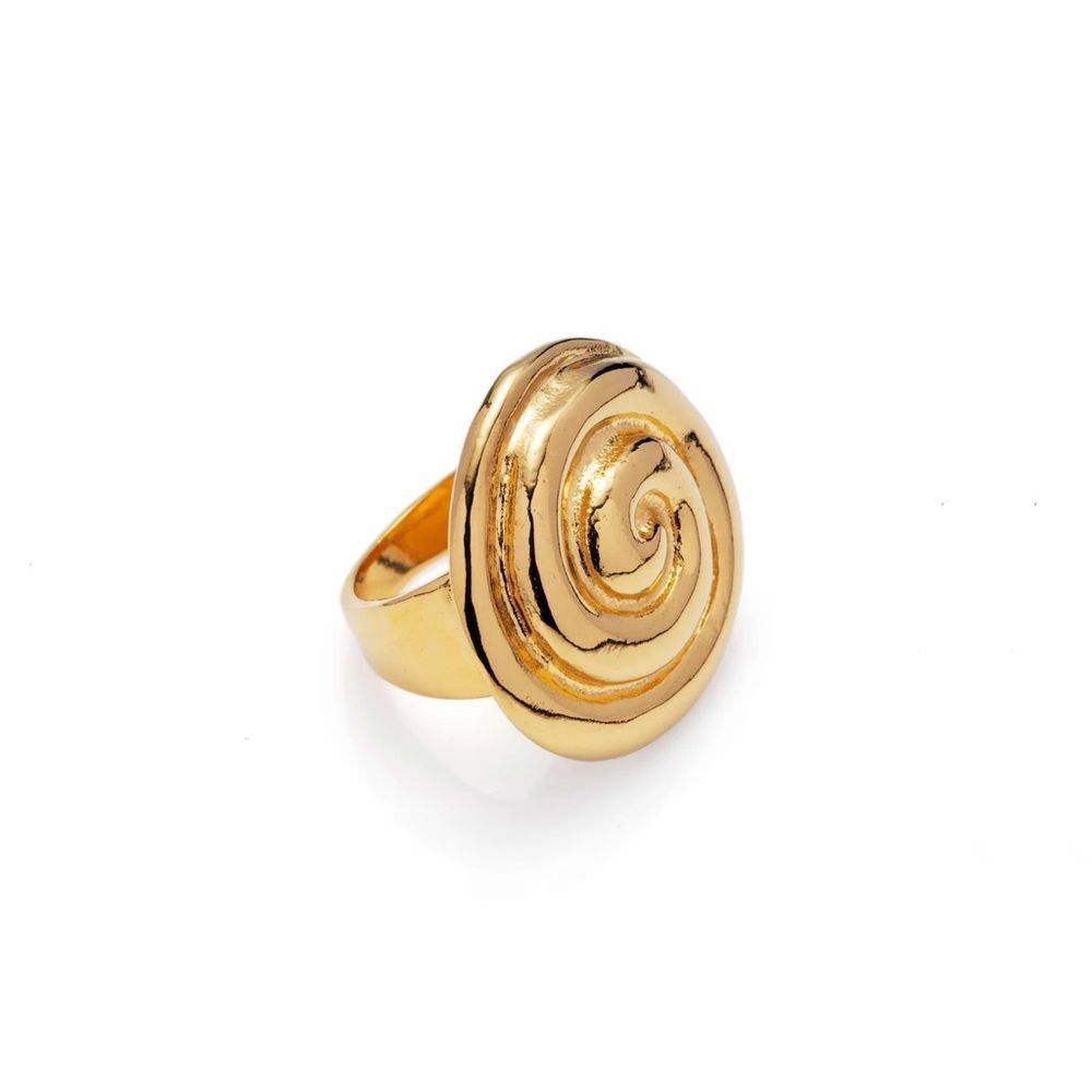 Size 7 - Gold Spiral Statement Ring - 24k plated